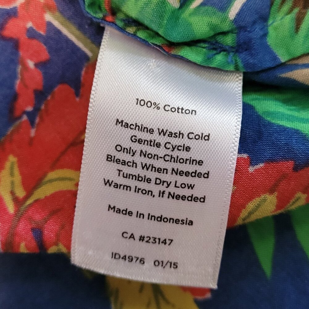 TALBOTS WOMENS TROPICAL PRINT COTTON BLOUSE SHIRT EUC L - Picture 8 of 9